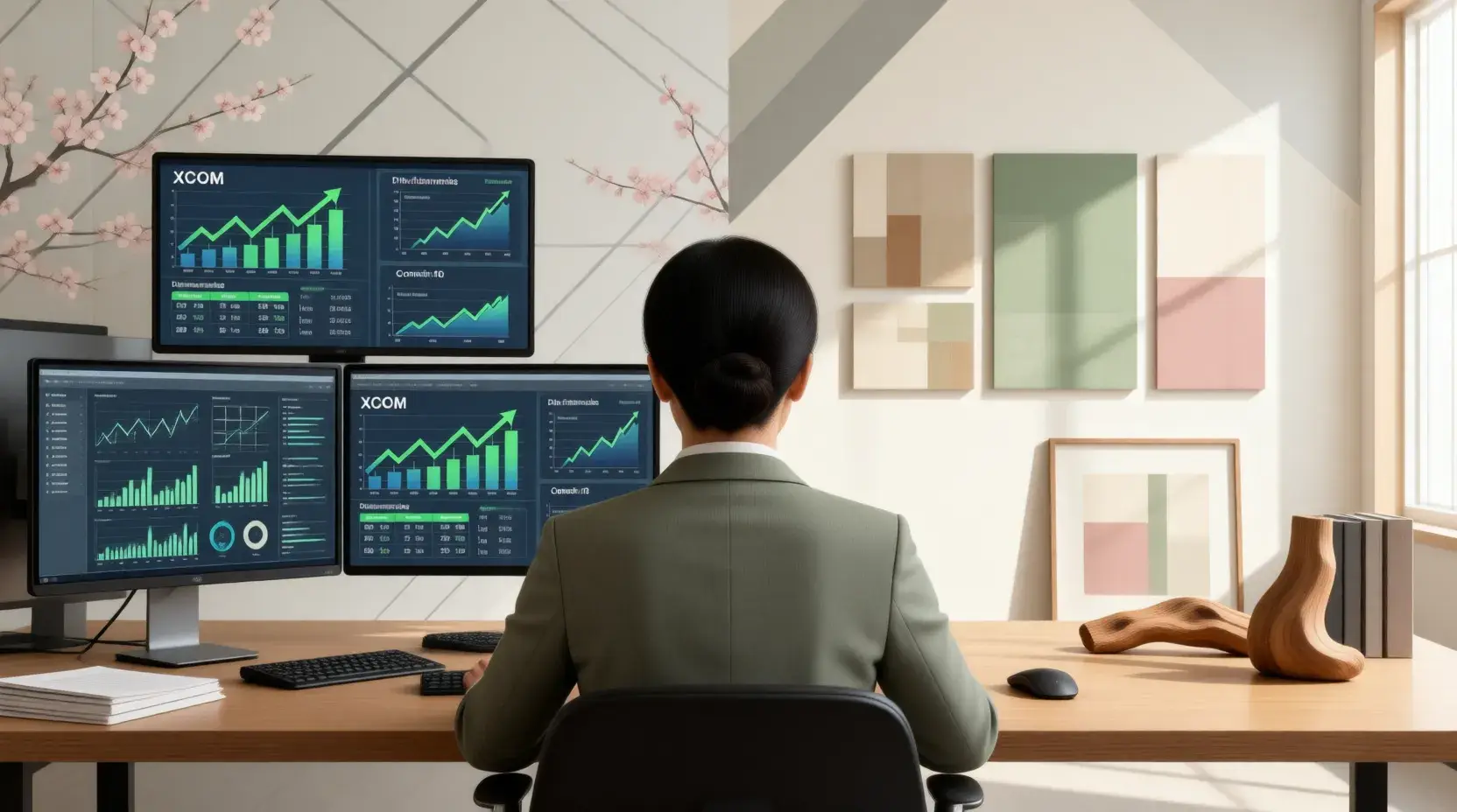 Keiko Fujimoto professional portrait with Japanese minimalist art aesthetic background