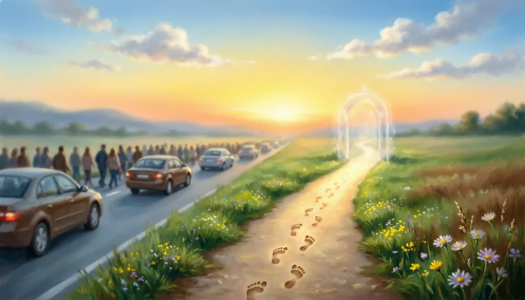 Path forward symbolizing choosing your own life direction like Janet Condra independent journey