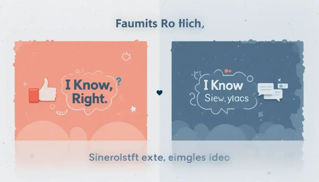 : Summary infographic comparing IKR vs IK slang meaning with usage examples and tone differences