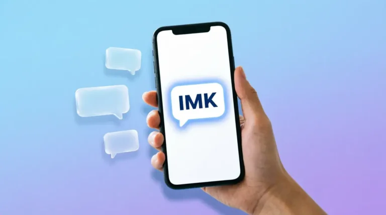 What does IMK mean? Texting acronym guide showing phone with IMK message on screen